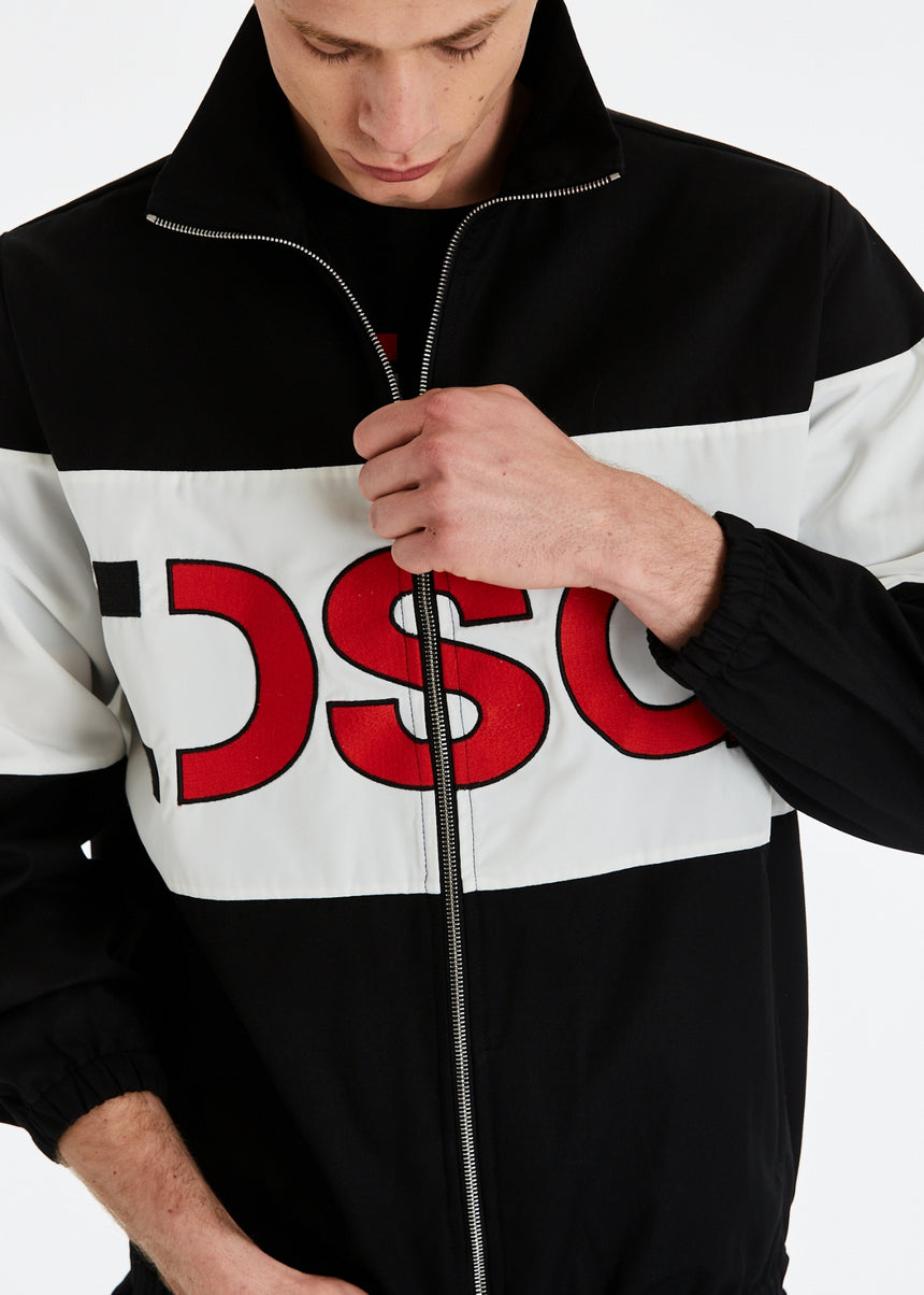 GIACCA DSG IN COTONE NERO E NYLON CON LOGO RICAMATO