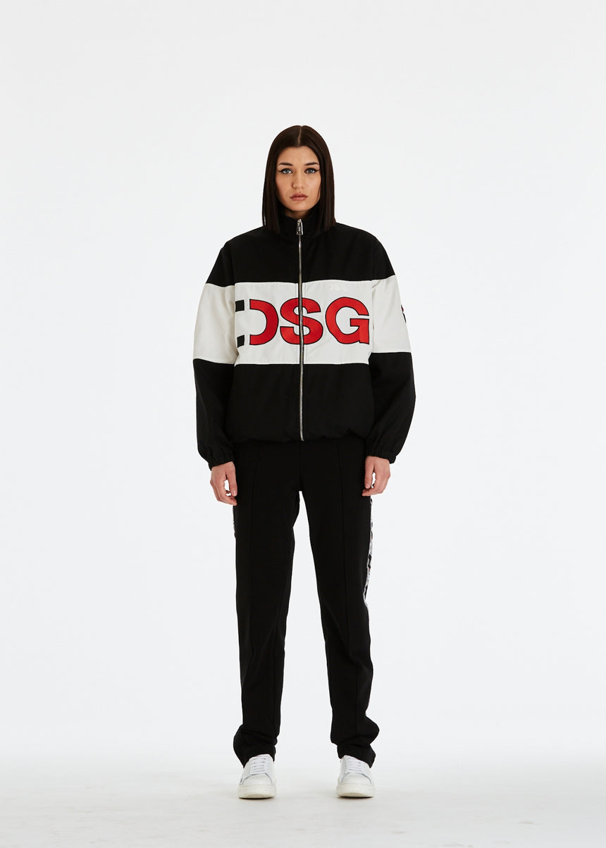 GIACCA DSG IN COTONE NERO E NYLON CON LOGO RICAMATO