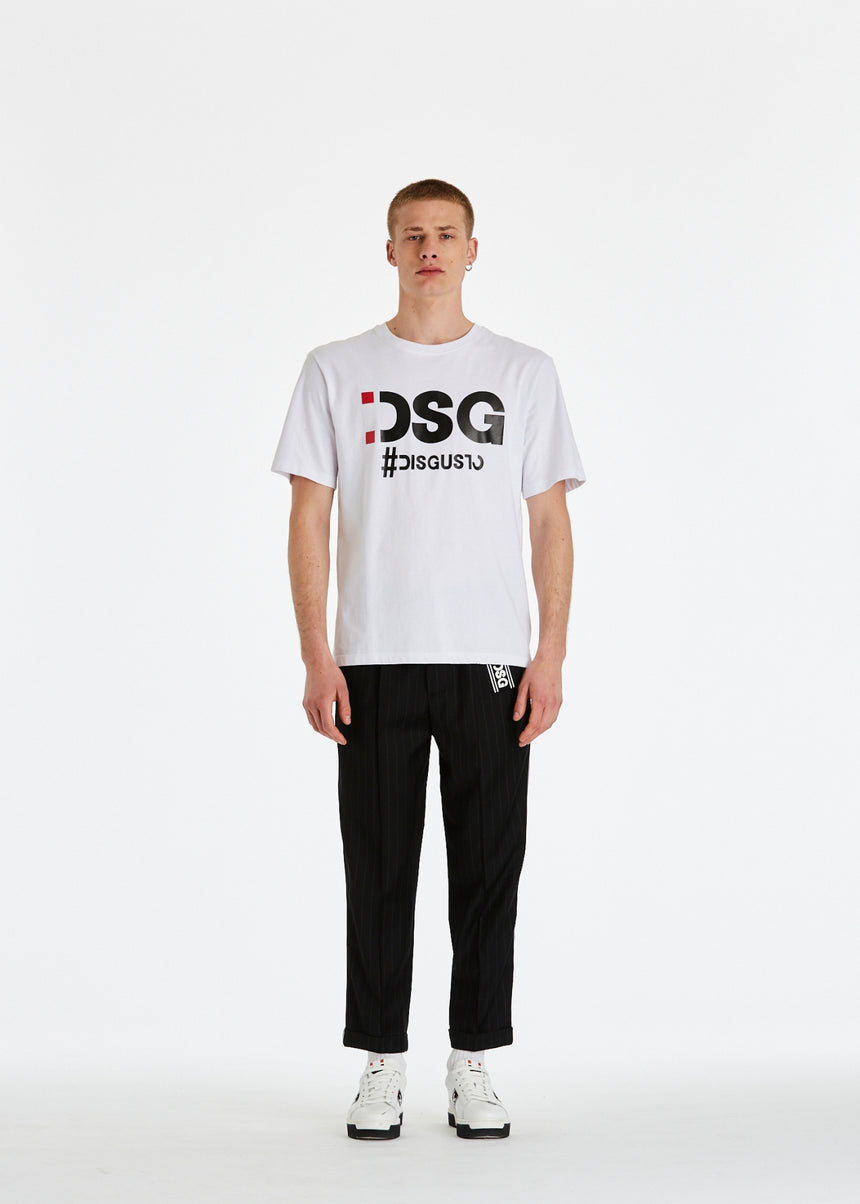 T-SHIRT DSG BIANCA CON STAMPA LOGO NERA