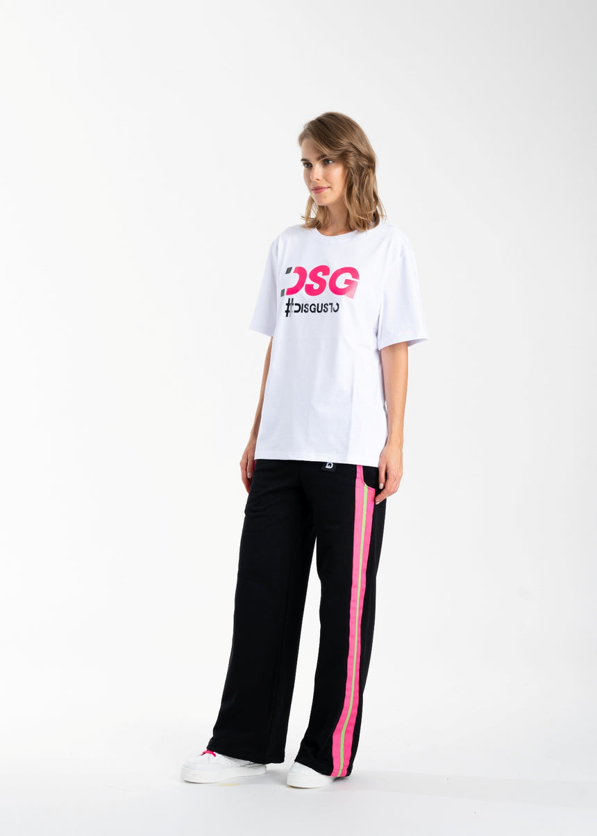 T-SHIRT DSG BIANCA CON STAMPA LOGO FUXIA (DONNA)
