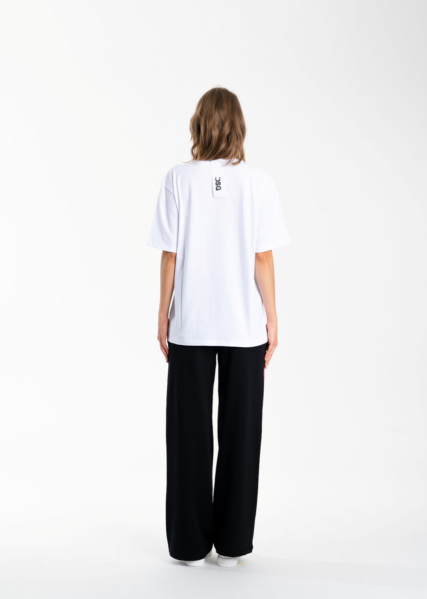 T-SHIRT DSG BIANCA CON STAMPA LOGO FUXIA (DONNA)