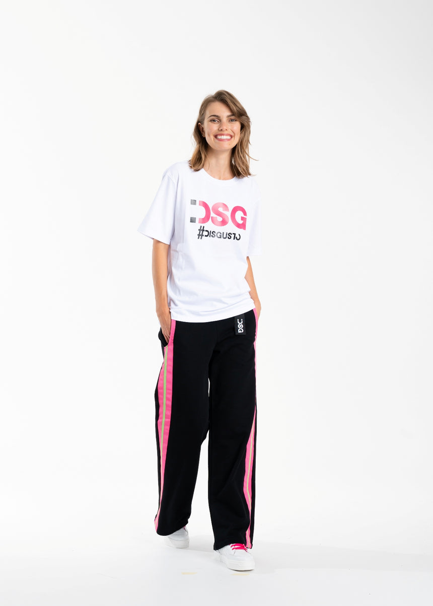 T-SHIRT DSG BIANCA CON STAMPA LOGO FUXIA (DONNA)