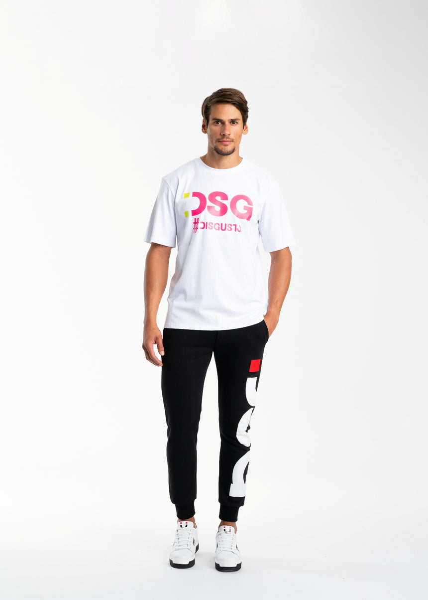 T-SHIRT DSG BIANCA CON STAMPA LOGO FUXIA