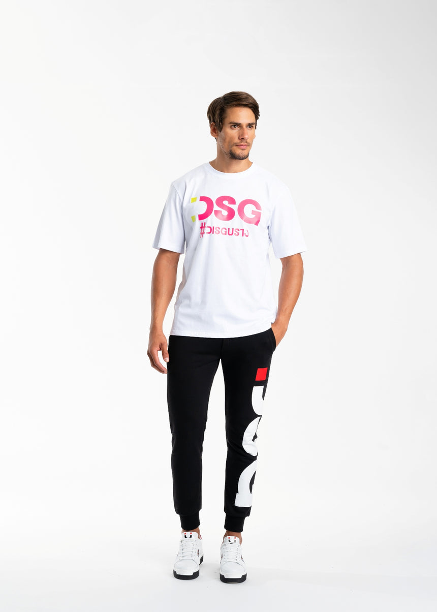 T-SHIRT DSG BIANCA CON STAMPA LOGO FUXIA