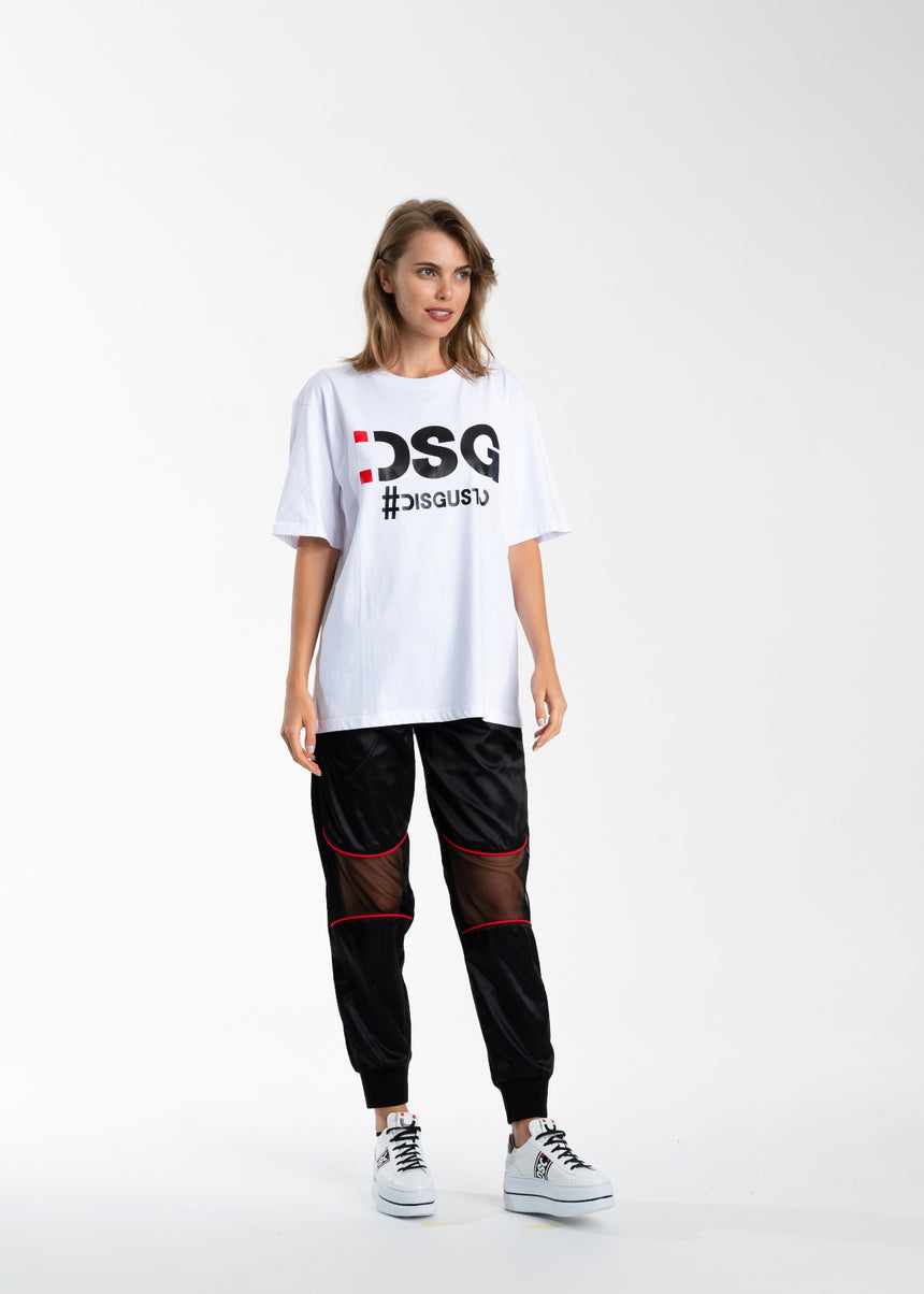 T-SHIRT DSG BIANCA CON STAMPA LOGO NERA (DONNA)