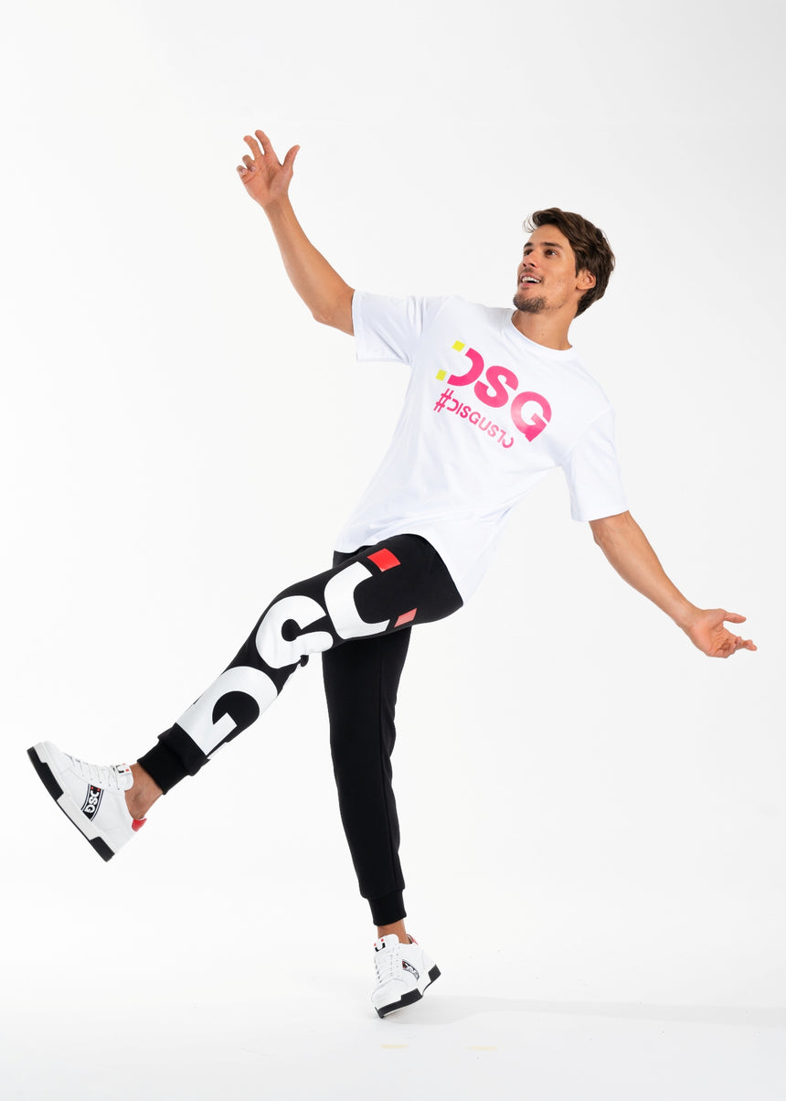 T-SHIRT DSG BIANCA CON STAMPA LOGO FUXIA