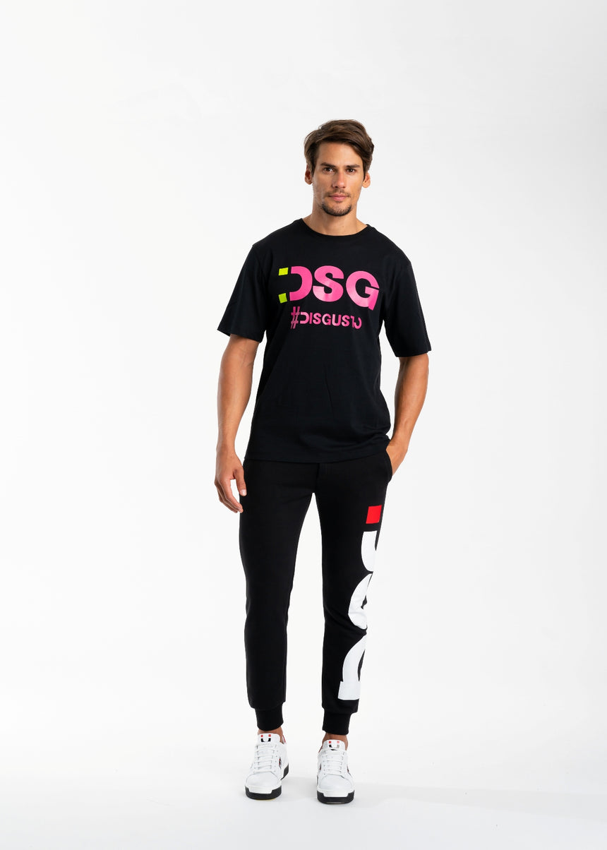 T-SHIRT DSG NERA CON STAMPA LOGO FUXIA