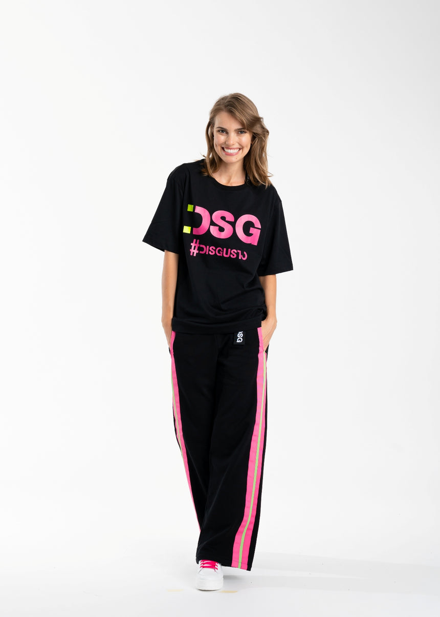 T-SHIRT DSG NERA CON STAMPA LOGO FUXIA (DONNA)