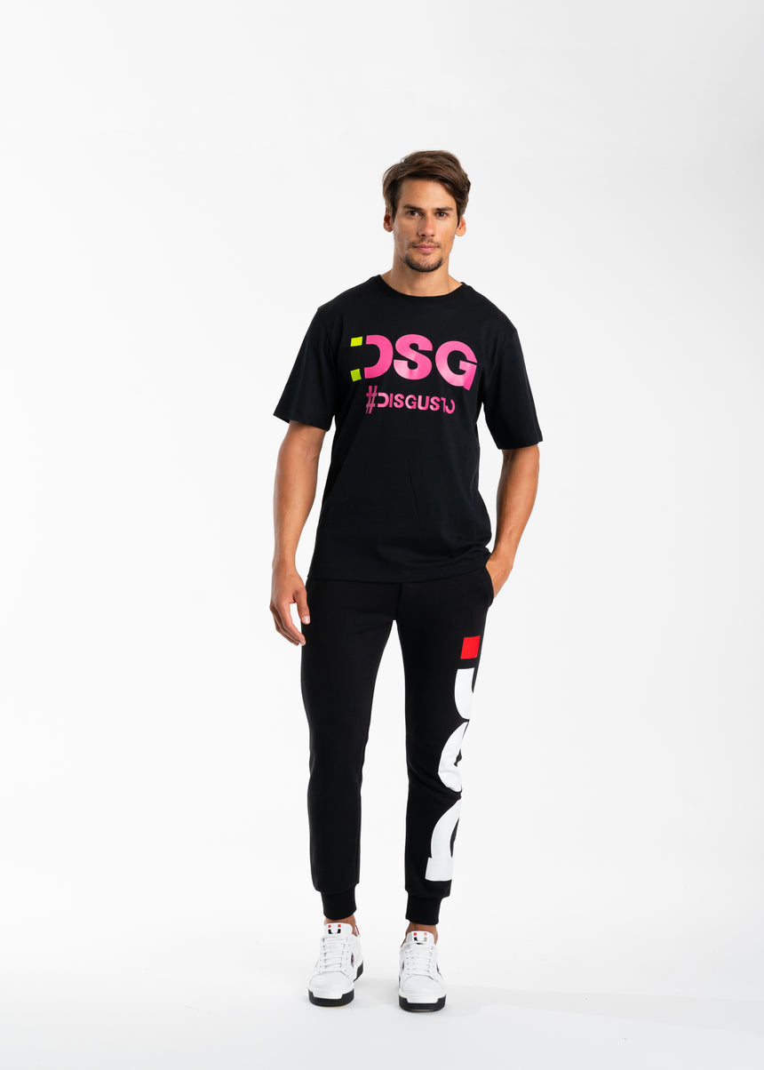T-SHIRT DSG NERA CON STAMPA LOGO FUXIA