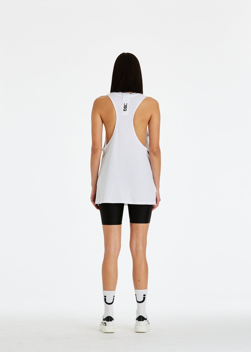 CANOTTA LUNGA DSG BIANCA CON STAMPA MAXI LOGO NERA