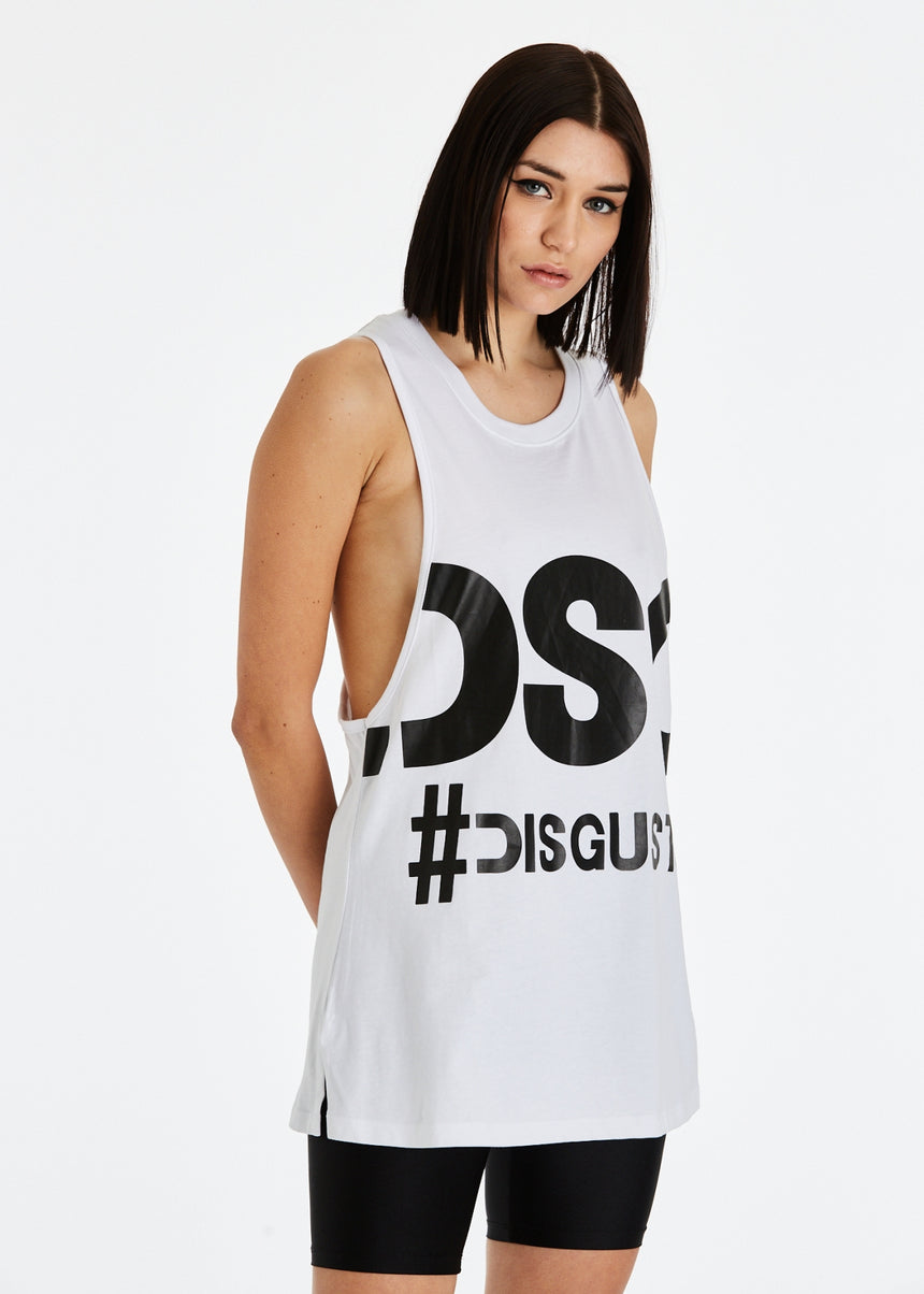 CANOTTA LUNGA DSG BIANCA CON STAMPA MAXI LOGO NERA