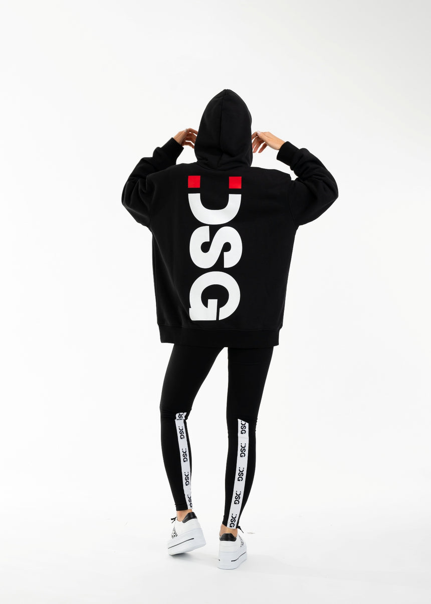 FELPA CAPUCCIO DSG NERA CON STAMPA LOGO BIANCA (DONNA)