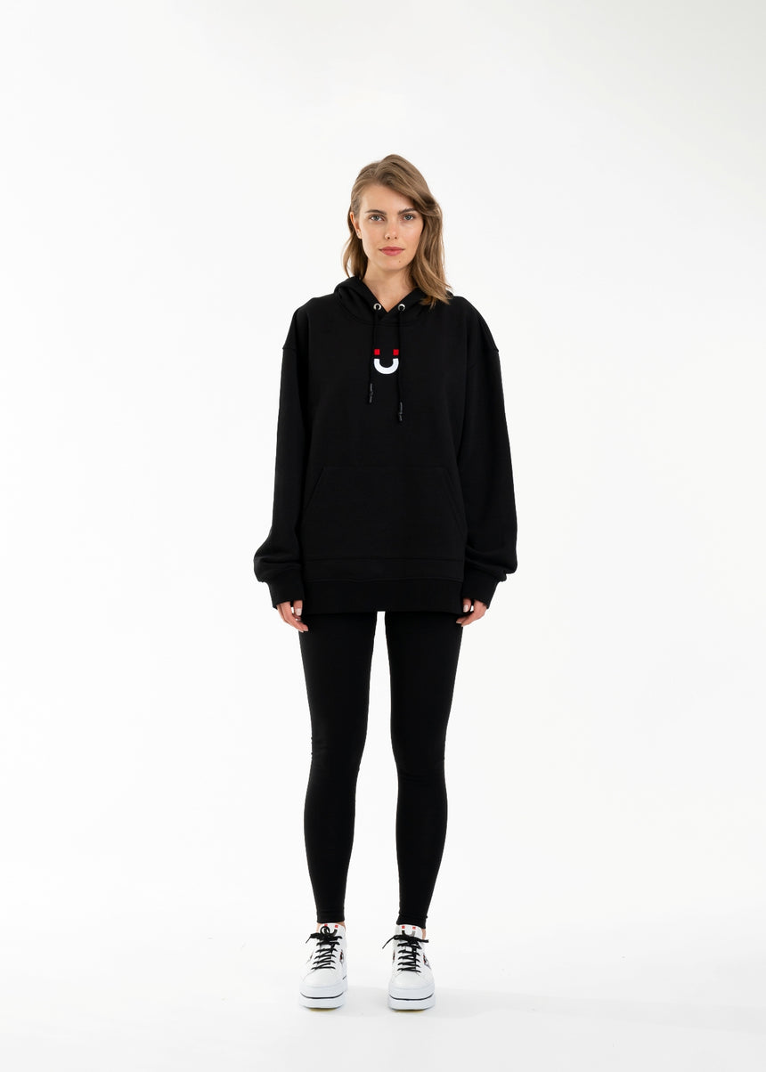 FELPA CAPUCCIO DSG NERA CON STAMPA LOGO BIANCA (DONNA)