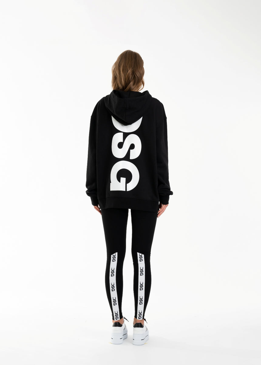 FELPA CAPUCCIO DSG NERA CON STAMPA LOGO BIANCA (DONNA)
