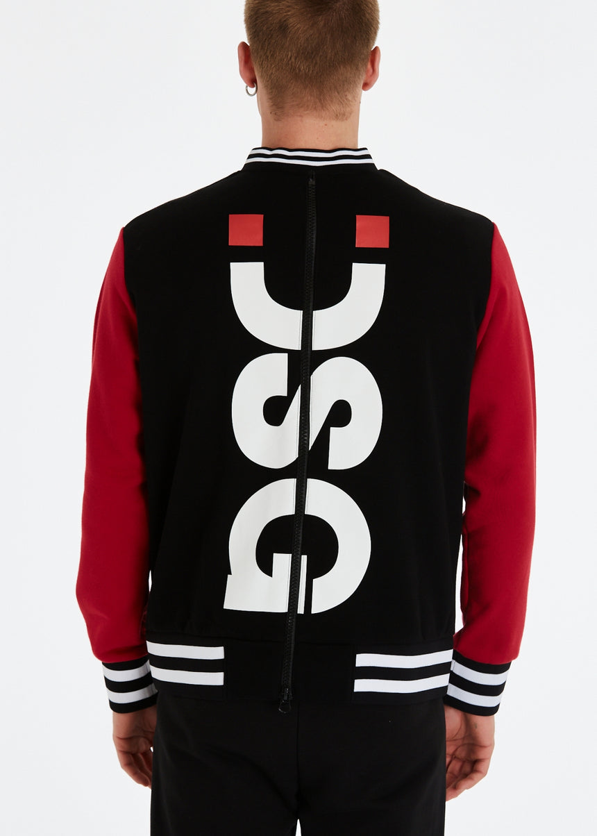 GIACCA VARSITY UOMO IN FELPA NERA CON STAMPA LOGO