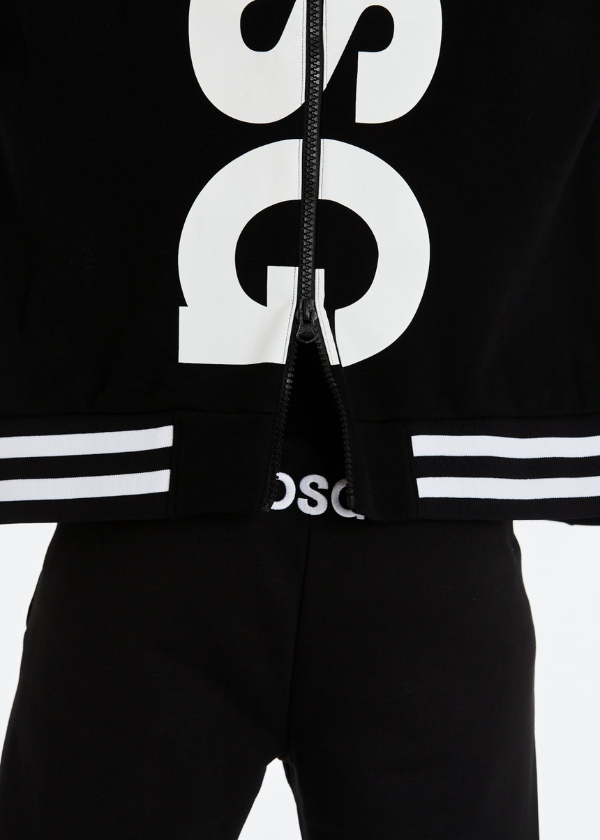 GIACCA VARSITY UOMO IN FELPA NERA CON STAMPA LOGO