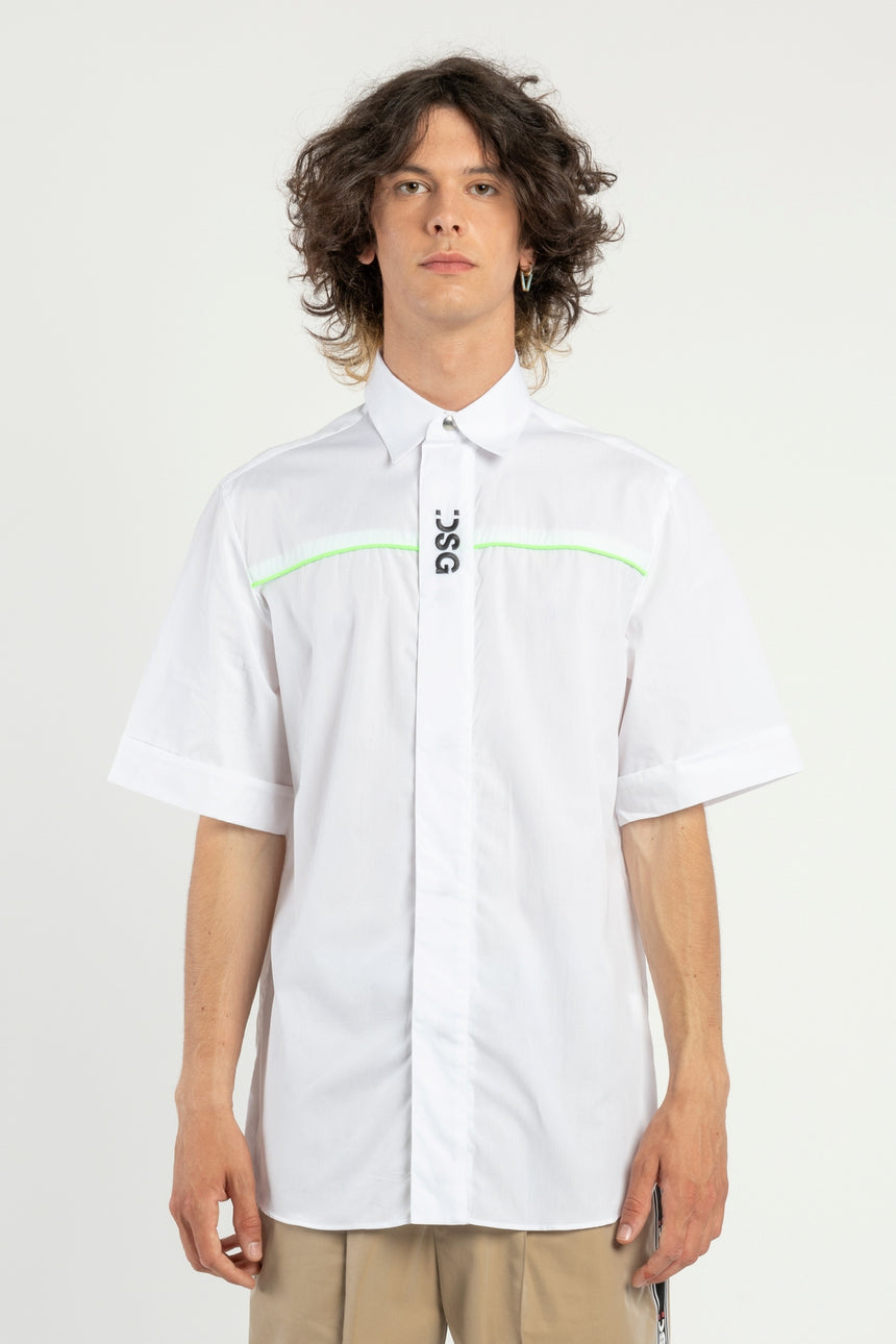CAMICIA DSG DI COTONE BIANCA CON STAMPA NERA