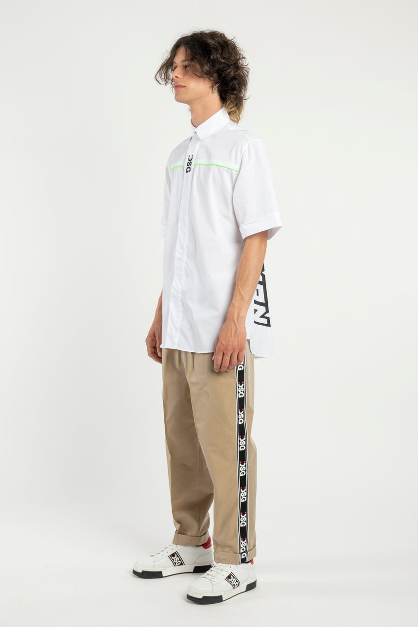 CAMICIA DSG DI COTONE BIANCA CON STAMPA NERA
