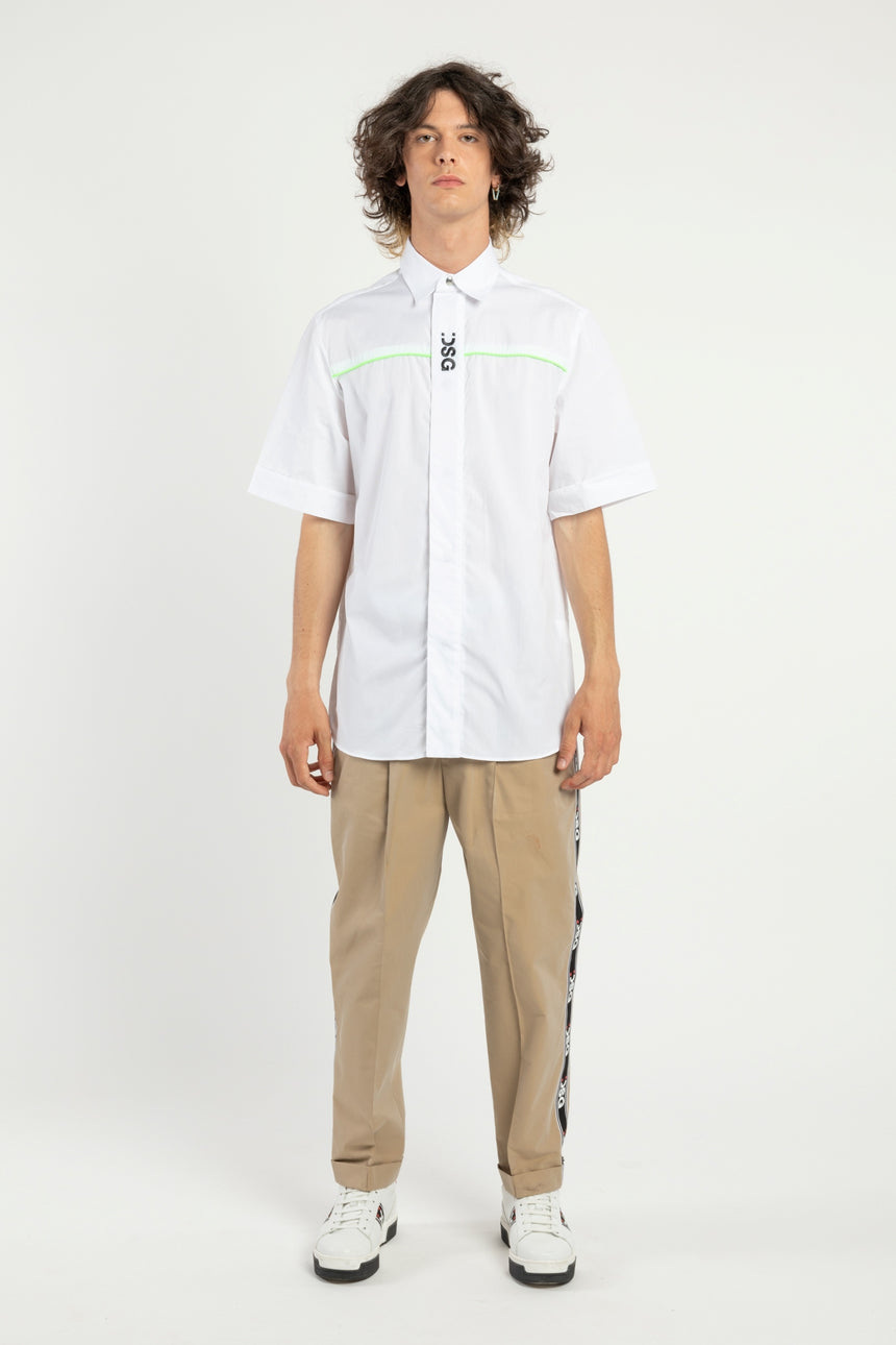 CAMICIA DSG DI COTONE BIANCA CON STAMPA NERA