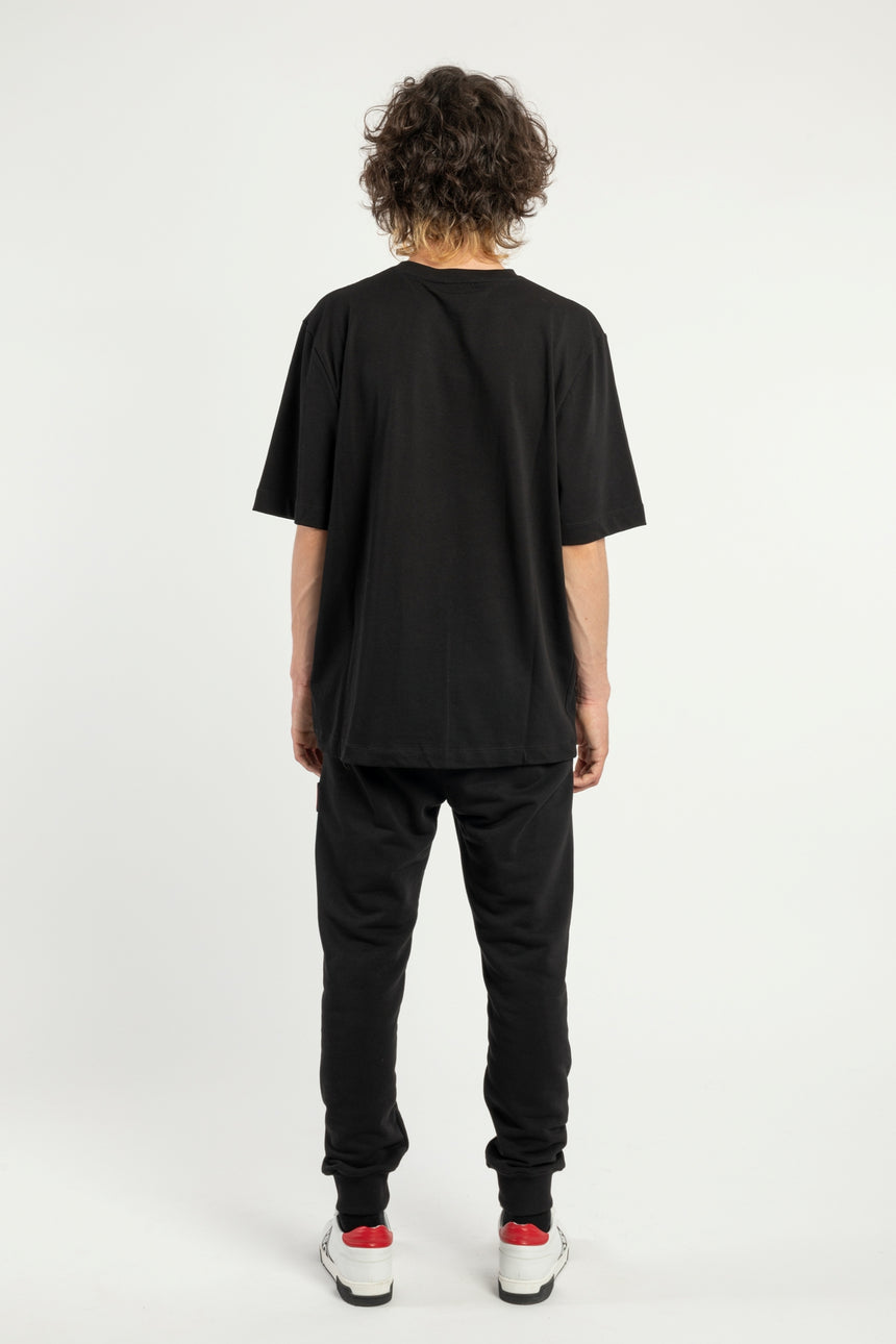T-SHIRT OVER DSG NERA CON STAMPA LOGO A RILIEVO ROSSA