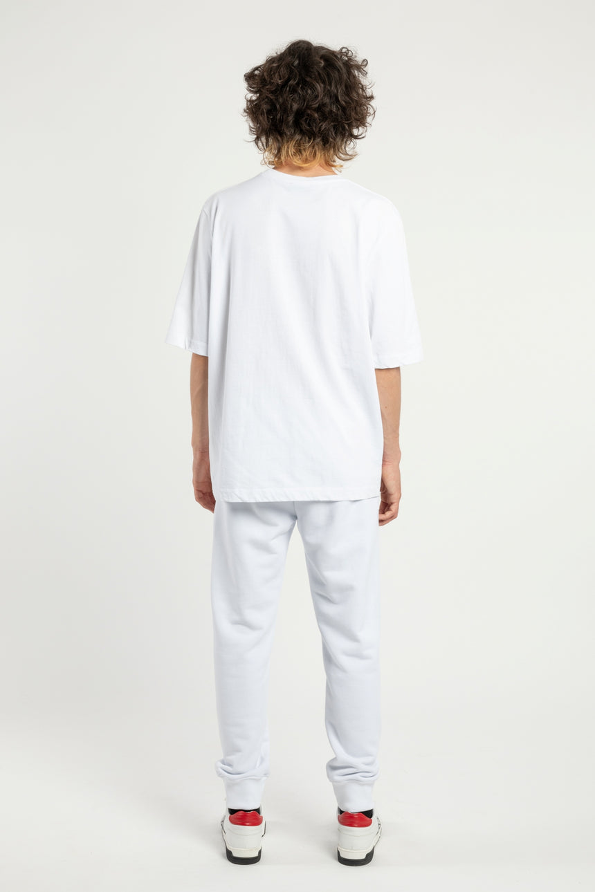 T-SHIRT OVER DSG BIANCA CON STAMPA LOGO A RILIEVO NERO/ROSSA
