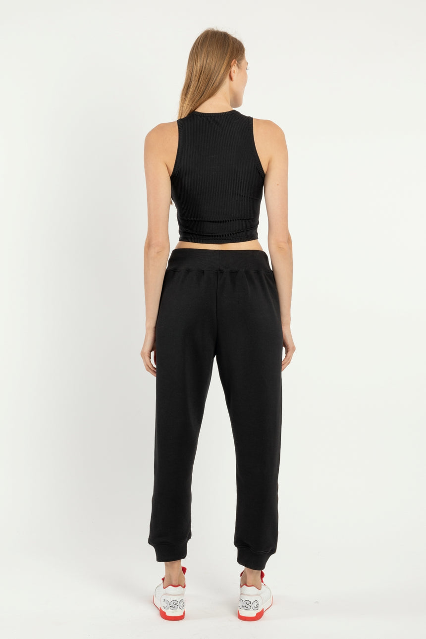 PANTALONE JOGGER DSG IN FELPA NERA CON GRO SMILGRAM CAMEL