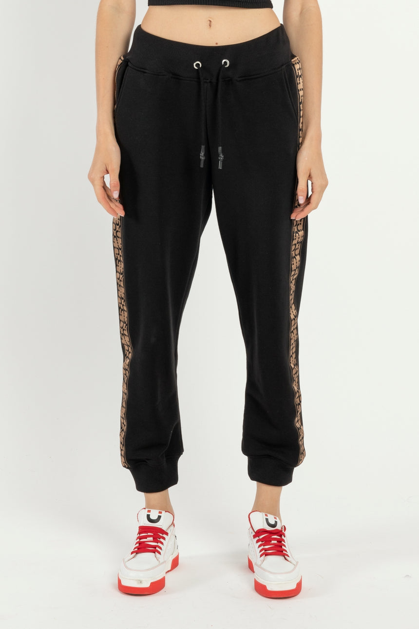 PANTALONE JOGGER DSG IN FELPA NERA CON GRO SMILGRAM CAMEL