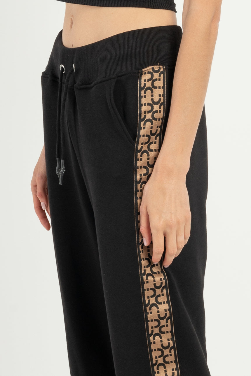 PANTALONE JOGGER DSG IN FELPA NERA CON GRO SMILGRAM CAMEL