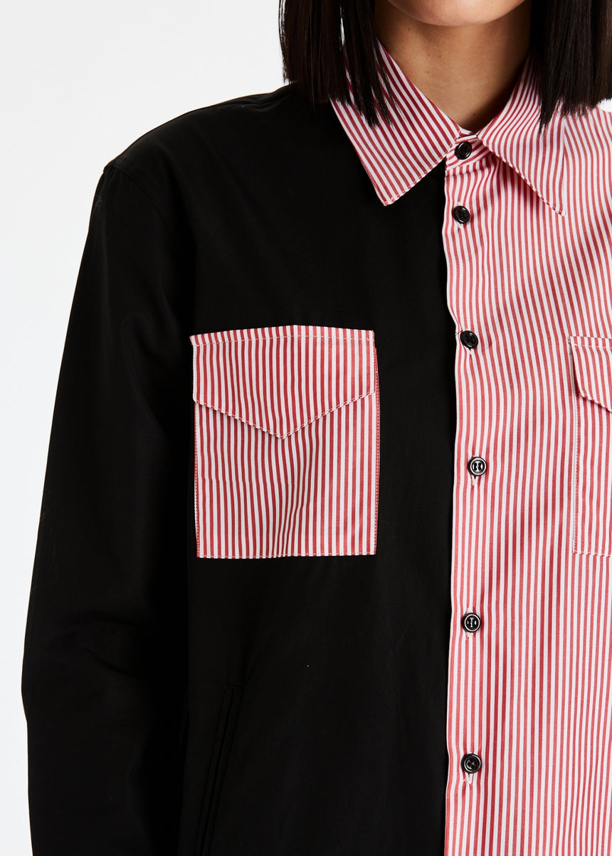 CAMICIA DSG BICOLORE CON STAMPA BIANCA