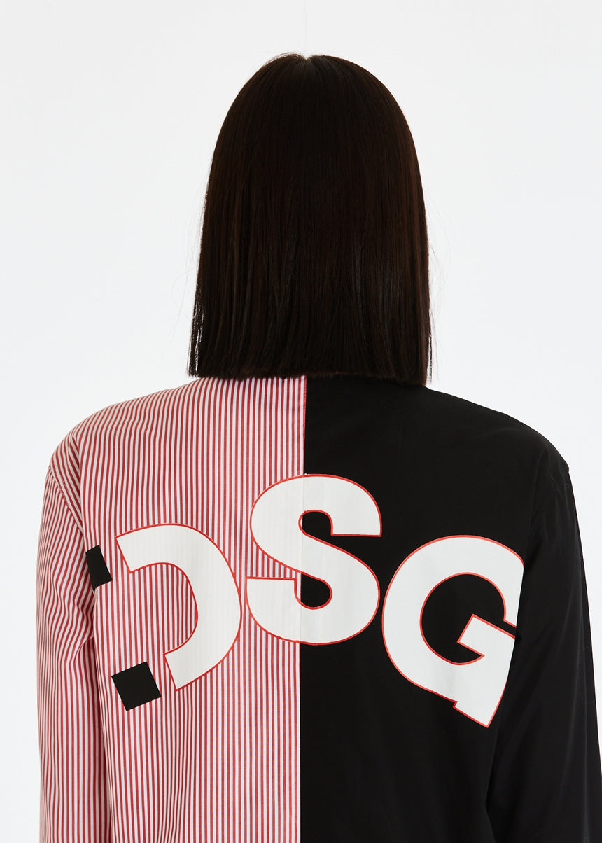CAMICIA DSG BICOLORE CON STAMPA BIANCA