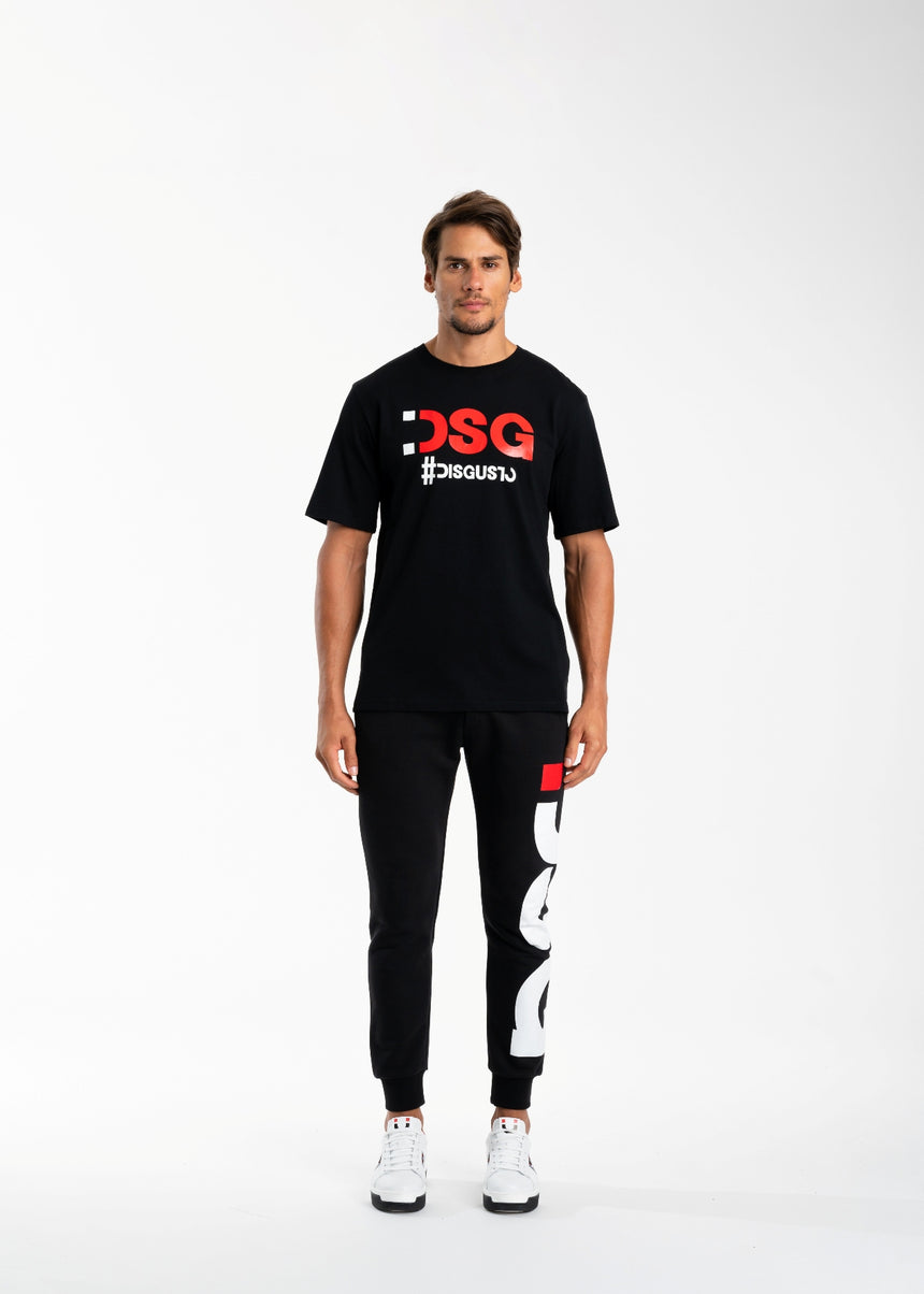 T-SHIRT DSG NERA CON STAMPA LOGO ROSSA (UNISEX)