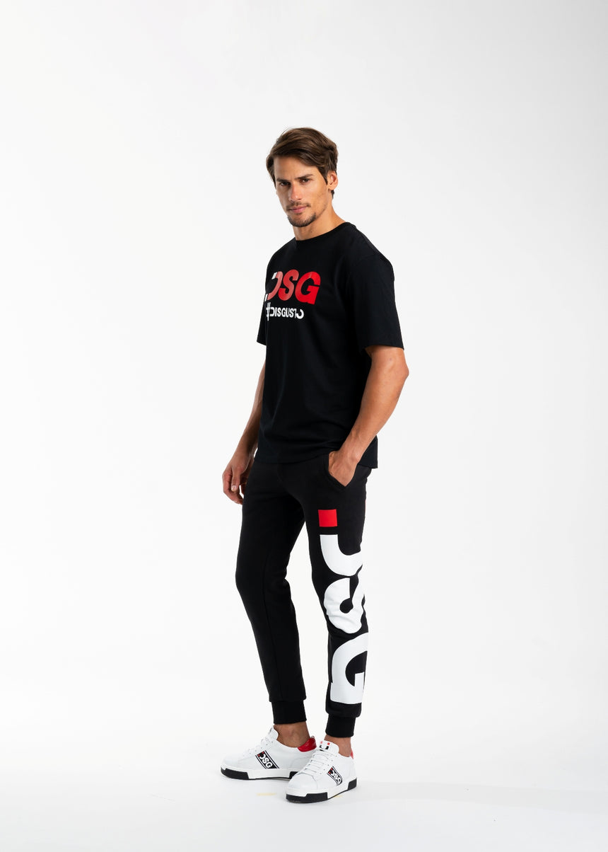 T-SHIRT DSG NERA CON STAMPA LOGO ROSSA (UNISEX)