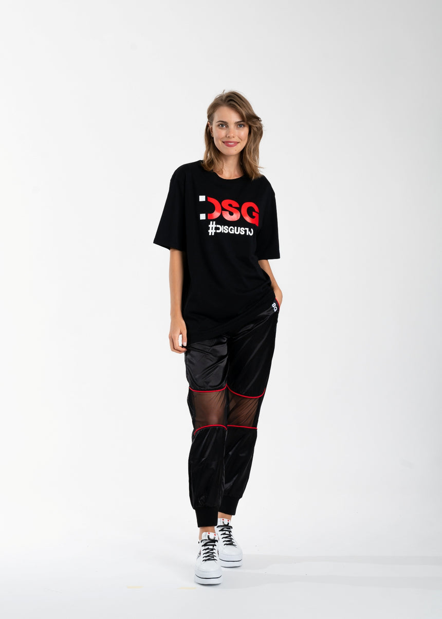 T-SHIRT DSG NERA CON STAMPA LOGO ROSSA (UNISEX)