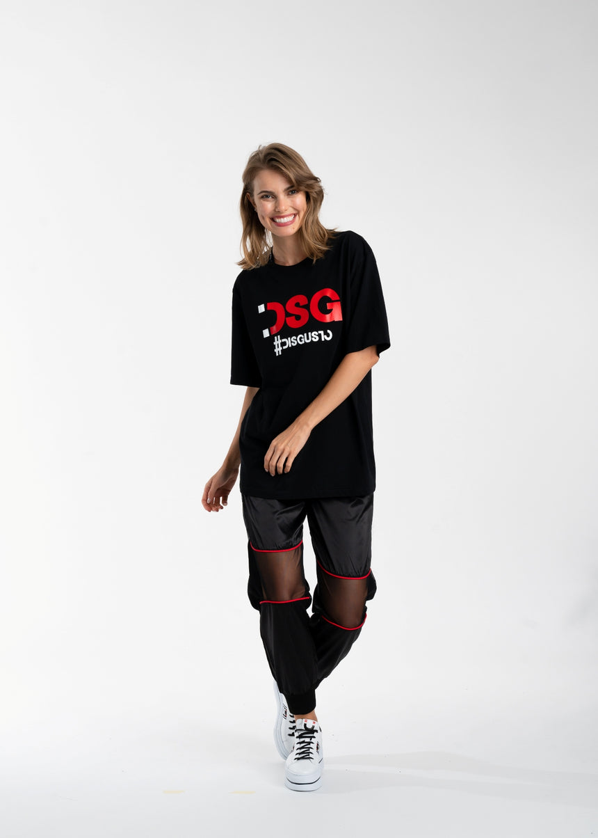 T-SHIRT DSG NERA CON STAMPA LOGO ROSSA (UNISEX)