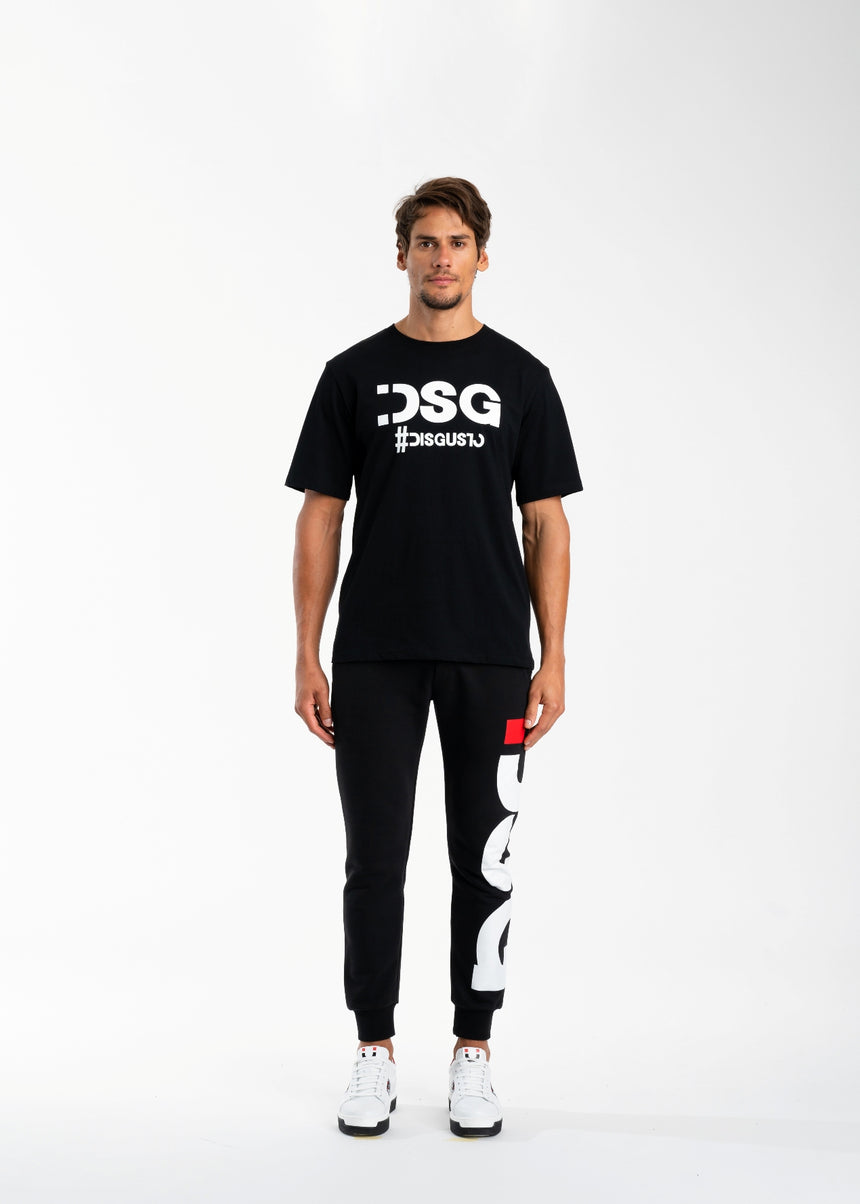 T-SHIRT DSG NERA CON STAMPA LOGO BIANCA (UNISEX)