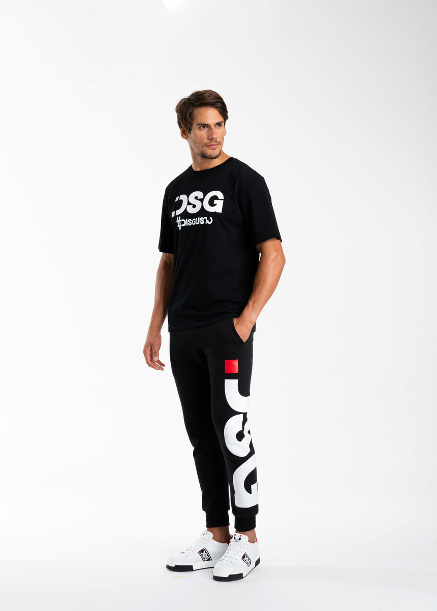 T-SHIRT DSG NERA CON STAMPA LOGO BIANCA (UNISEX)