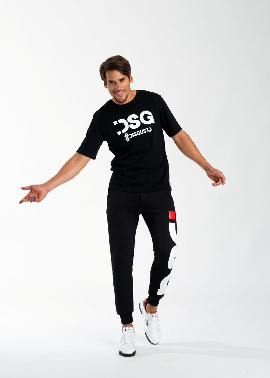T-SHIRT DSG NERA CON STAMPA LOGO BIANCA (UNISEX)