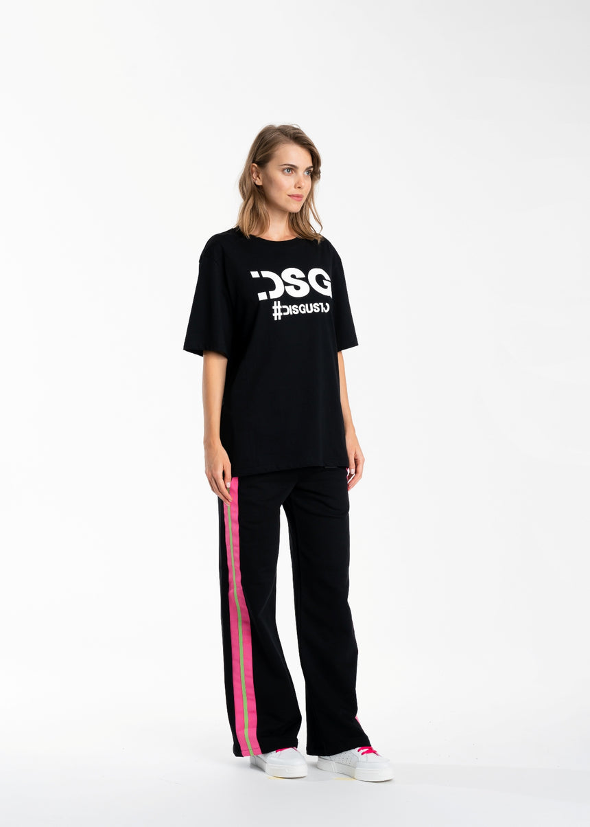 T-SHIRT DSG NERA CON STAMPA LOGO BIANCA (UNISEX)