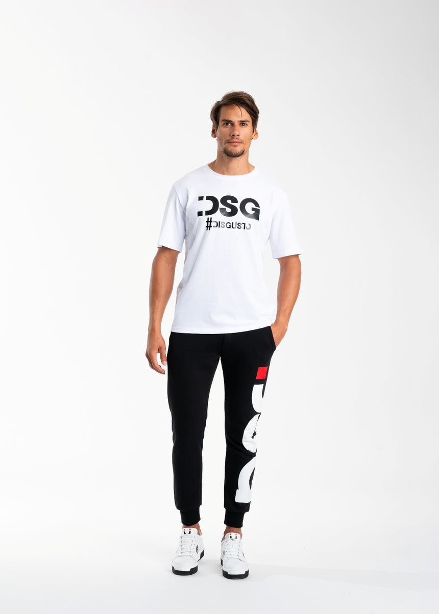 T-SHIRT DSG BIANCA CON STAMPA LOGO NERA (UNISEX)