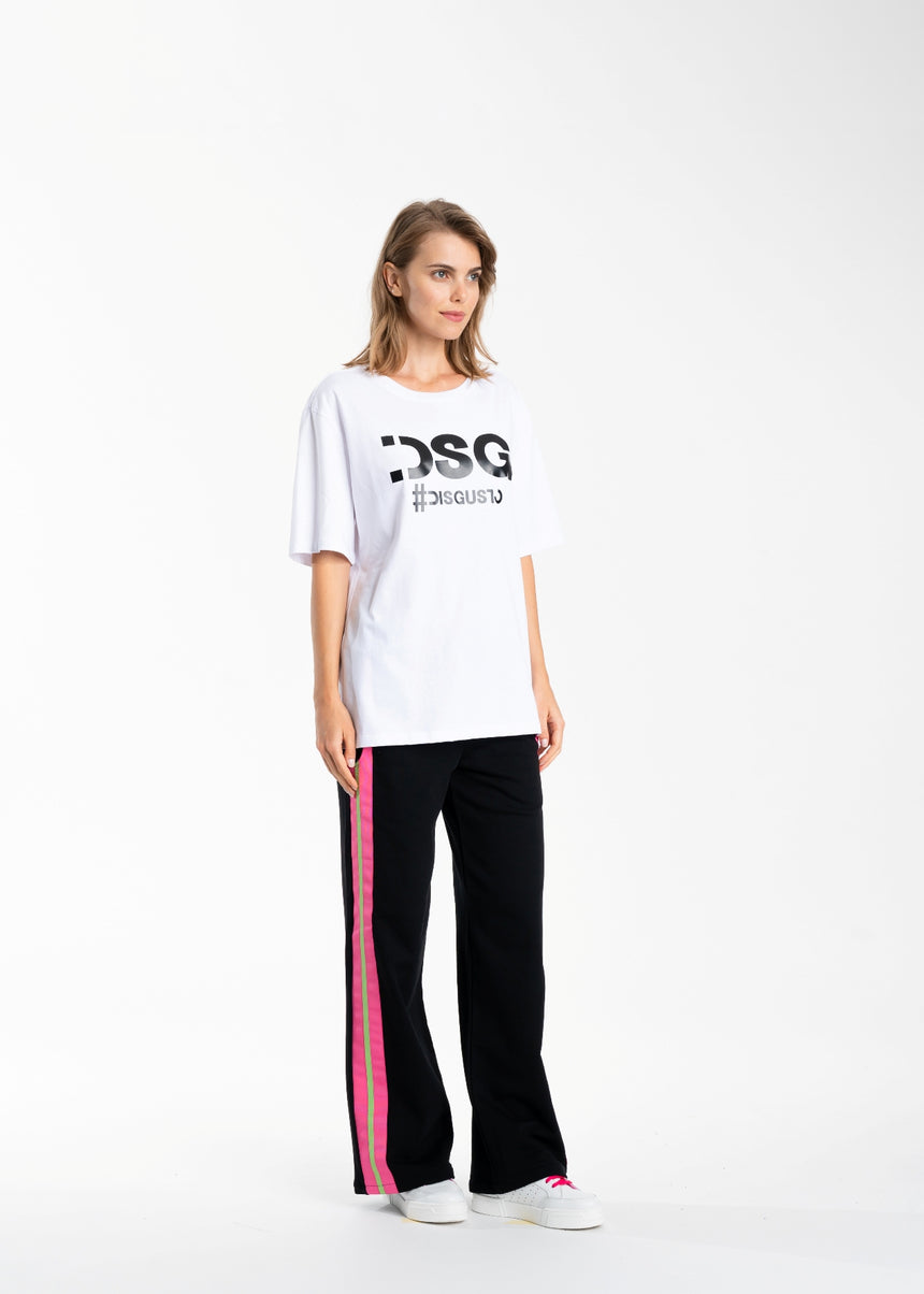 T-SHIRT DSG BIANCA CON STAMPA LOGO NERA (UNISEX)