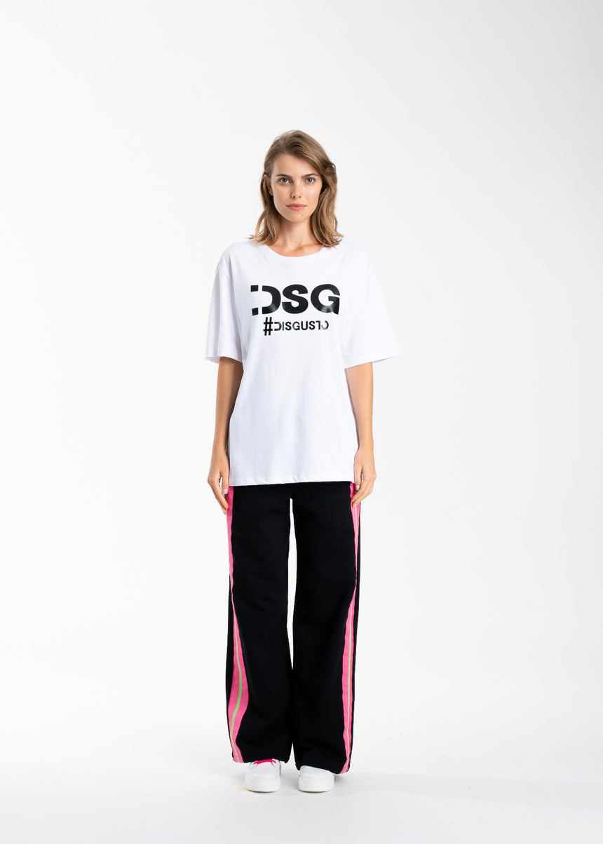 T-SHIRT DSG BIANCA CON STAMPA LOGO NERA (UNISEX)
