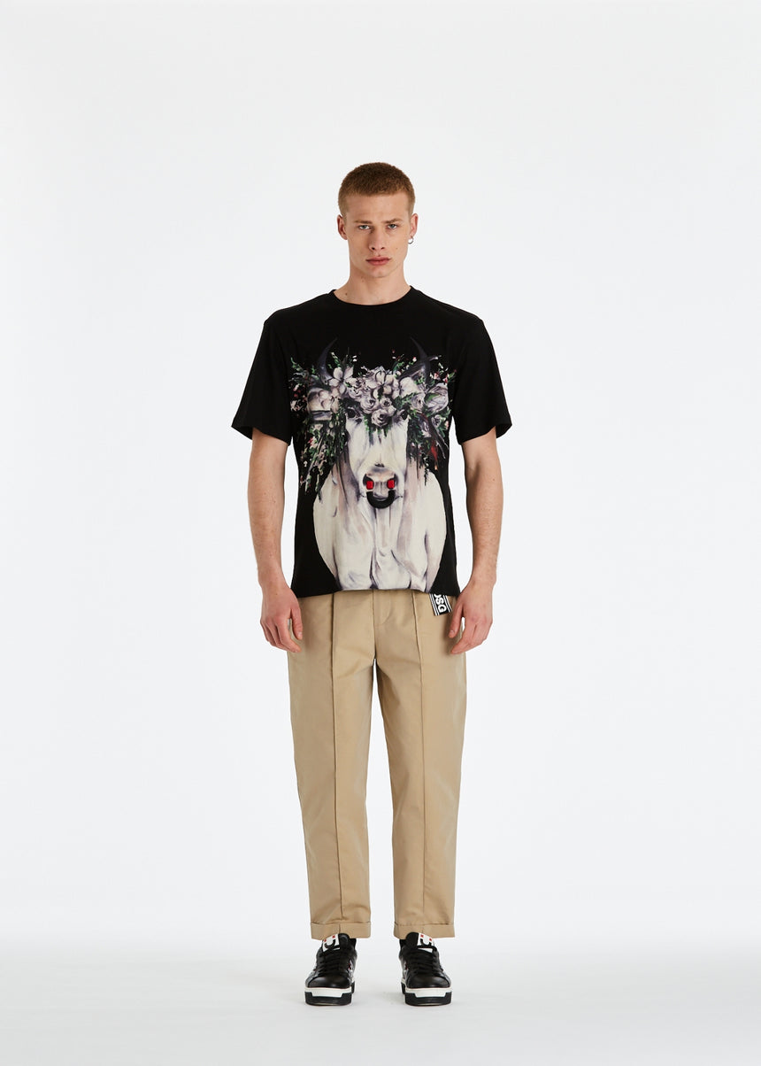 T-SHIRT DSG NERA CON STAMPA BULL