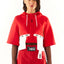GIACCA DONNA CROPPED IN NEOPRENE ROSSO CON STAMPA